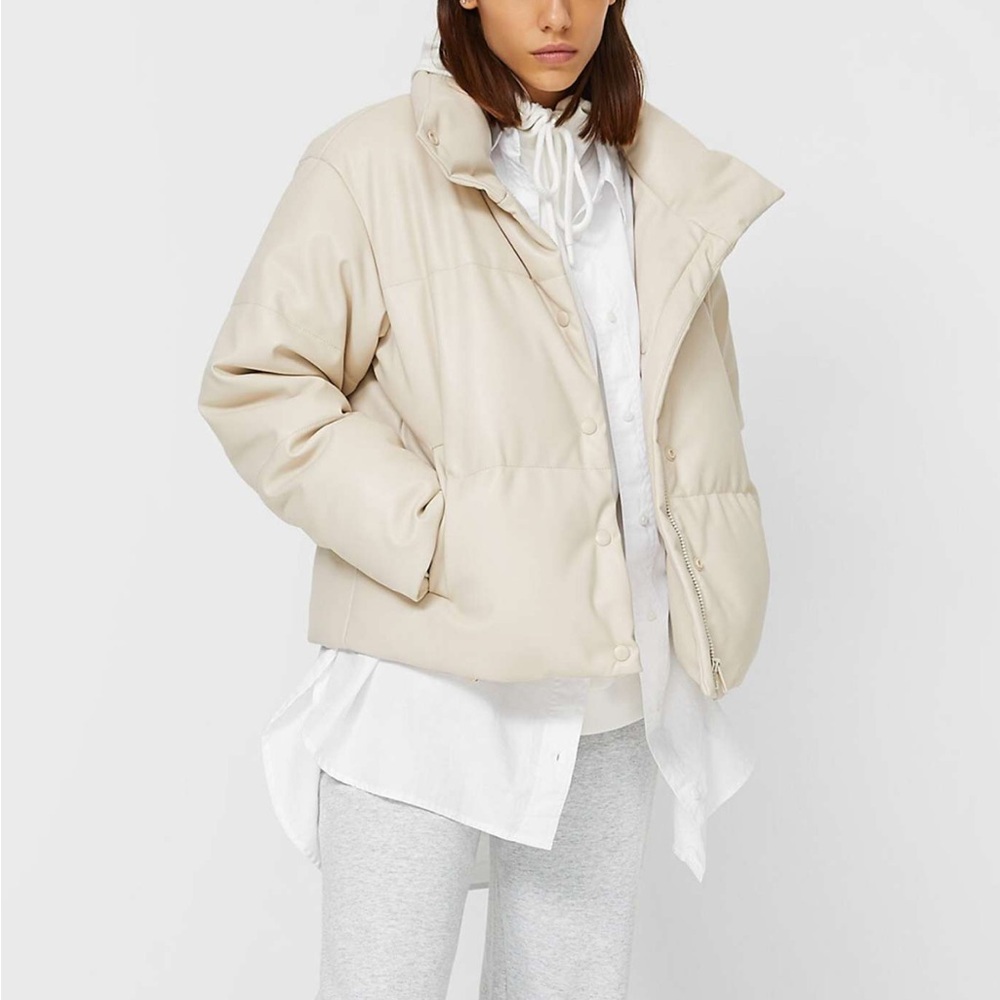Faux leather puffer jacket